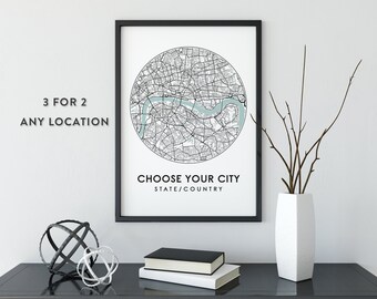 Custom City Map Print, City Map, Custom Map Print, City Map Wall Art, Custom Map, Travel Poster, Map Print, Personalised Gift
