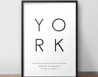 York City Typography Print: Nordic Scandinavian Wall Art