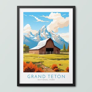 Grand Teton National Park Travel Poster Wall Art Print Grand Teton Poster Grand Teton Print Grand Teton Travel Print National Park Gift