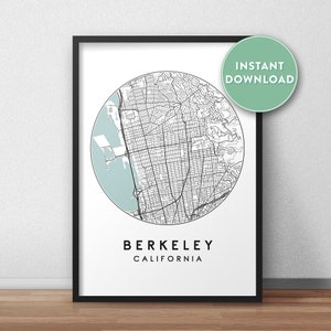 Berkeley City Map Printable, Street Map Art, Berkeley Map Print, City Map Wall Art, Berkeley Map, Travel Poster, Printable, Map Print