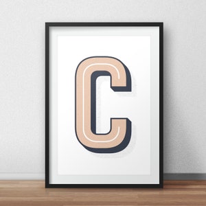 Impresión de letras personalizadas: impresión tipográfica, impresión para guardería, regalo para baby shower, regalo personalizado, habitación de niños, habitación de niñas, impresión del alfabeto