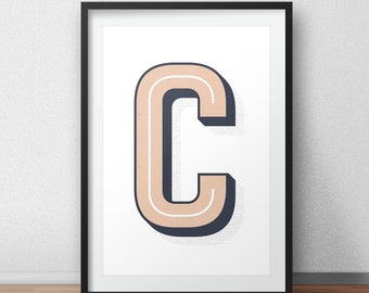 Impresión de letras personalizadas: tipografía inicial, decoración infantil