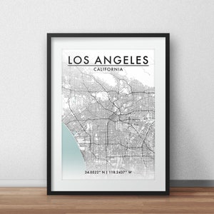 Los Angeles City Map Art Print: Modern Travel Poster