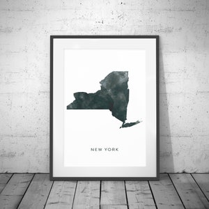 New York Karte, Aquarell Druck, New York State, New York Poster, New York Druck, Zustand Karte, Reise Poster, Aquarell Karte