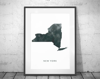 New York Map, Watercolor Print, New York State, New York Poster, New York Print, State Map, Travel Poster, Watercolor Map