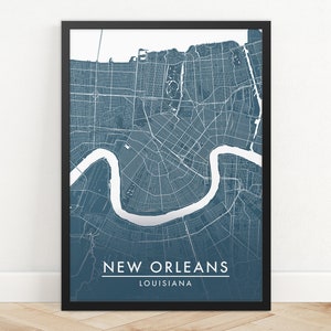 New Orleans City Map Print, Street Map Art, New Orleans Map Print, City Map Wall Art, New Orleans Map, Travel Poster, Map Print