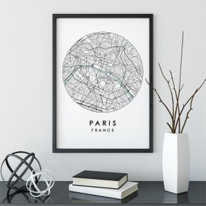 Paris City Map Print, Street Map Art, Paris Map Poster, Paris Map Print, City Map Wall Art, Paris Map, Travel Poster, France, Map Print image 6