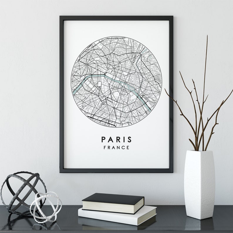 Paris City Map Print, Street Map Art, Paris Map Poster, Paris Map Print, City Map Wall Art, Paris Map, Travel Poster, France, Map Print image 6