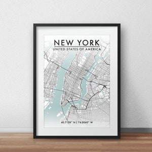 New York City Map Print, Street Map Art, New York Map Poster, New York Map Print, City Map Wall Art, New York Map, Travel Poster, Map Print