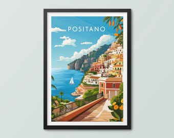 Positano Travel Poster Wall Art Print Positano Poster Positano Print Positano Travel Print Positano City Print