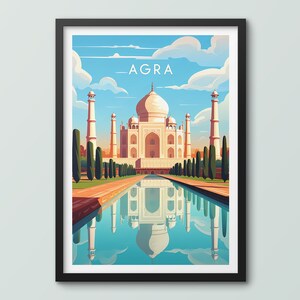 Taj Mahal Agra Travel Poster Wall Art Print Agra Poster India Print Taj Mahal Art Print Travel Print Agra City Print