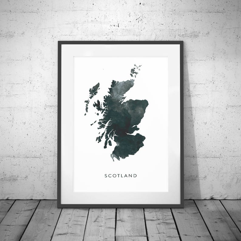 Scotland Map Watercolour Print Watercolor Map Art Scotland Etsy UK