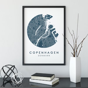 Impresión del mapa de la ciudad de Copenhague, arte del mapa de la calle, cartel de Copenhague, impresión del mapa de Copenhague, arte de la pared del mapa de la ciudad, mapa de Copenhague, cartel de viaje