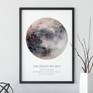 Impresión de mapa estelar personalizada, regalo de aniversario, impresión de cielo nocturno, póster de mapa estelar, regalo de boda, impresión de constelación del zodíaco, regalo personalizado