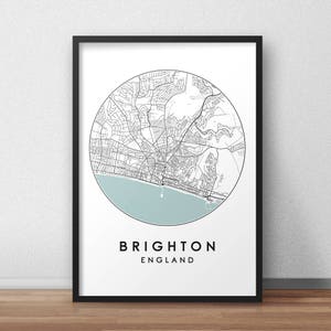 Brighton City Map Print, Street Map Art, Brighton Map Poster, Brighton Map Print, City Map Wall Art, Brighton Map, Travel Poster, Map Print