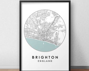 Brighton City Map Print, Street Map Art, Brighton Map Poster, Brighton Map Print, City Map Wall Art, Brighton Map, Travel Poster, Map Print