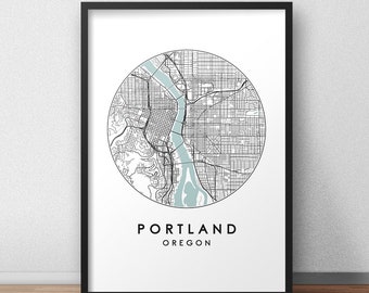 Portland City Map Print, Street Map Art, Portland Map Poster, Portland Map Print, City Map Wall Art, Portland Map, Travel Poster, Map Print