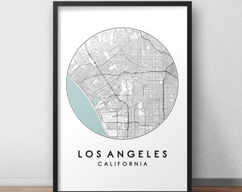 Los Angeles City Map Print, Street Map Art, Los Angeles Map Poster, LA Map Print, City Map, Los Angeles Map, Travel Poster, LA, Map Print