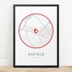 Anfield Stadium Map Print, Liverpool FC Print, Football Club Print, Any Team, Custom Map Print, Map Prints Poster, Football Poster