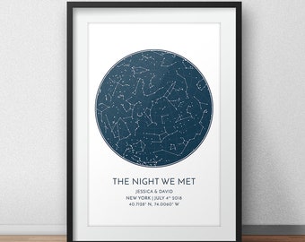 Impresión personalizada de mapas de estrellas, regalo de aniversario, impresión de cielo nocturno, póster de mapa de estrellas, regalo de boda, impresión de constelación del zodíaco, regalo personalizado