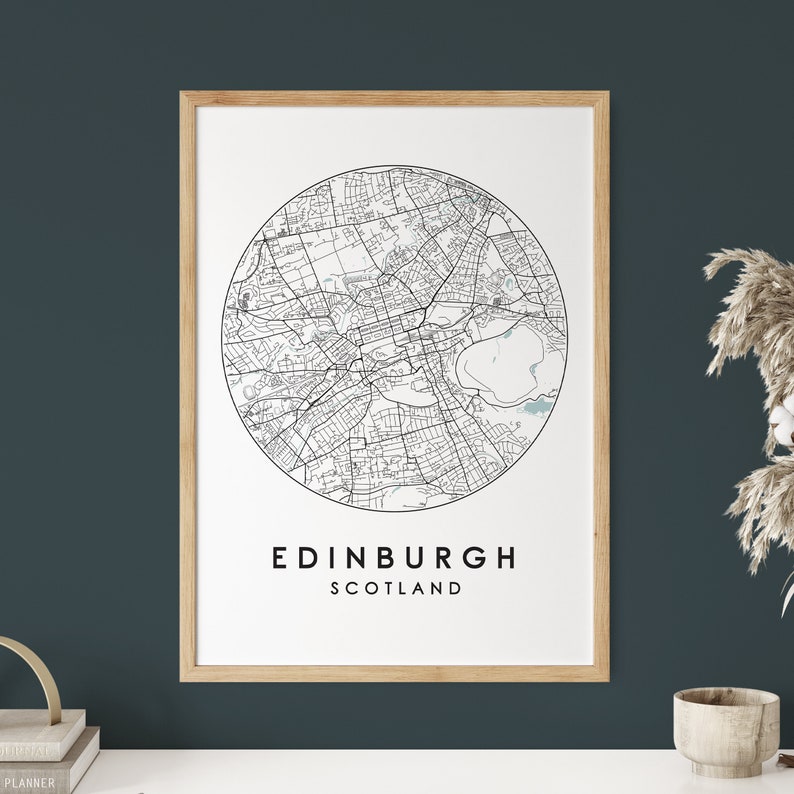 Edinburgh City Map Print Street Map Art Edinburgh Map Etsy