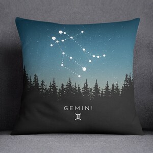 Gemini Constellation Cushion Cover With Insert Included, Throw Pillow, Handmade Canvas Throw Cushion, Horoscope Print, Personal Gift