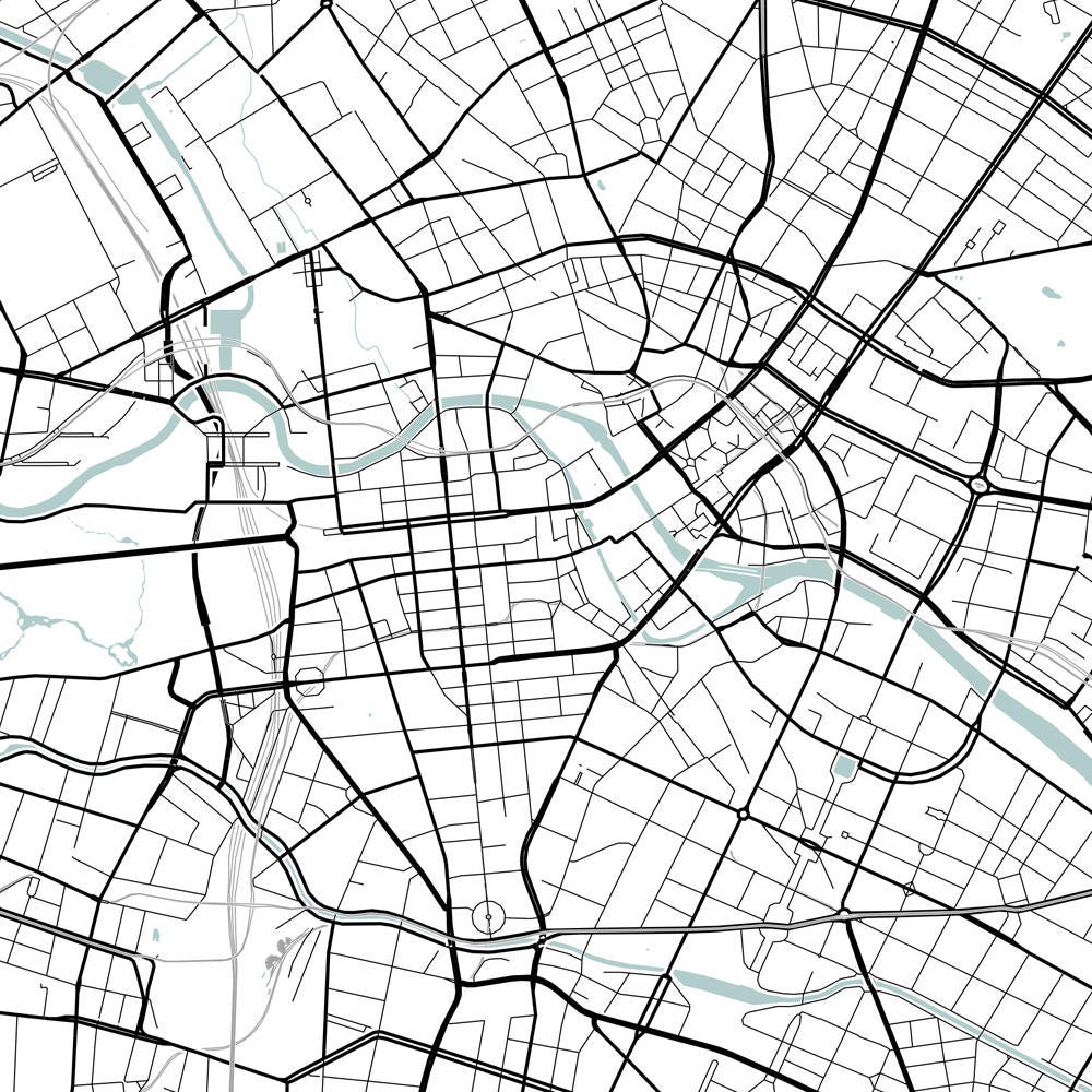 Berlin City Print Street Map Art Berlin Map Poster Berlin | Etsy
