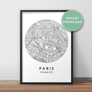Paris Stadt Karte Printable, Street Karte Kunst, Paris Karte Print, Stadt Karte Wandkunst, Paris Karte, Reise Poster, Frankreich, Karte Print