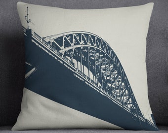 Newcastle Tyne Bridge Cushion Cover With Insert Included, Throw Pillow, Handmade Canvas Throw Cushion, Travel Print