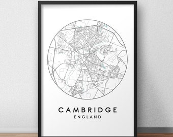 Cambridge City Map Print, Street Map Art, Cambridge Map Poster, Cambridge Map Print, City Map Wall Art, Cambridge Map, Travel Poster