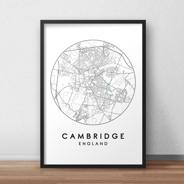 Cambridge City Map Print, Street Map Art, Cambridge Map Poster, Cambridge Map Print, City Map Wall Art, Cambridge Map, Travel Poster