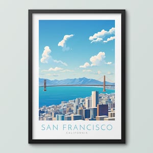 San Francisco Travel Poster Wall Art Print San Francisco Poster Golden Gate Bridge Art Print Travel Print San Francisco City Print