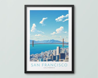 San Francisco Travel Poster Wall Art Print San Francisco Poster Golden Gate Bridge Art Print Travel Print San Francisco City Print