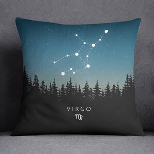 Handmade Virgo Constellation Throw Pillow: Canvas Horoscope Print