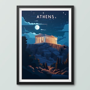 Athens Travel Poster Wall Art Print Athens Poster Greece Print Parthenon Art Print Acropolis Poster Travel Print Athens City Print