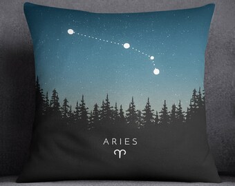 Aries Constellation Cushion Cover With Insert Included, Throw Pillow, Handmade Canvas Throw Cushion, Horoscope Print, Personal Gift