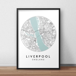 Liverpool City Map Print, Street Map Art, Liverpool Map Poster, Liverpool Map Print, City Map Wall Art, Liverpool Map, Travel Poster image 1