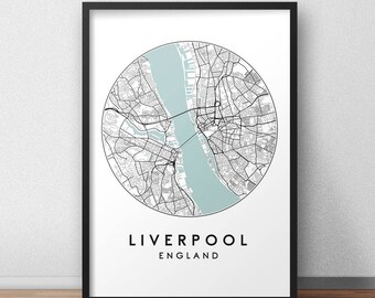 Liverpool City Map Print, Street Map Art, Liverpool Map Poster, Liverpool Map Print, City Map Wall Art, Liverpool Map, Travel Poster