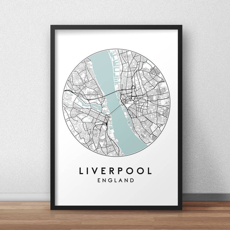 Liverpool City Map Print, Street Map Art, Liverpool Map Poster, Liverpool Map Print, City Map Wall Art, Liverpool Map, Travel Poster image 1