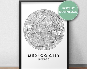 Mexiko Stadt Karte druckbar, Straßenkarte Kunst, Mexiko Stadt Karte Druck, Stadt Karte Wandkunst, Mexiko Stadt Karte, Reise Poster, druckbar, Karte drucken