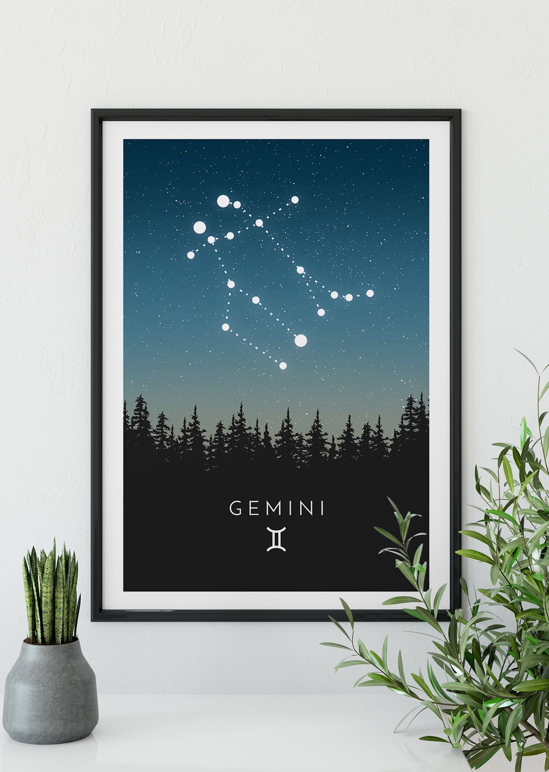 Gemini Constellation Art Print Star Sign Print Horoscope | Etsy