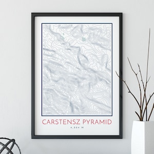 Carstensz Pyramid Topografische Kaart Print, Contourlijnen Kaart Print, Carstensz Pyramid Print, Mountain Print, Map Print, Seven Summits
