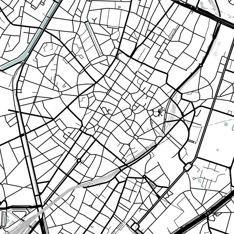 Brussels City Map Printable Street Map Art Brussels Map - Etsy
