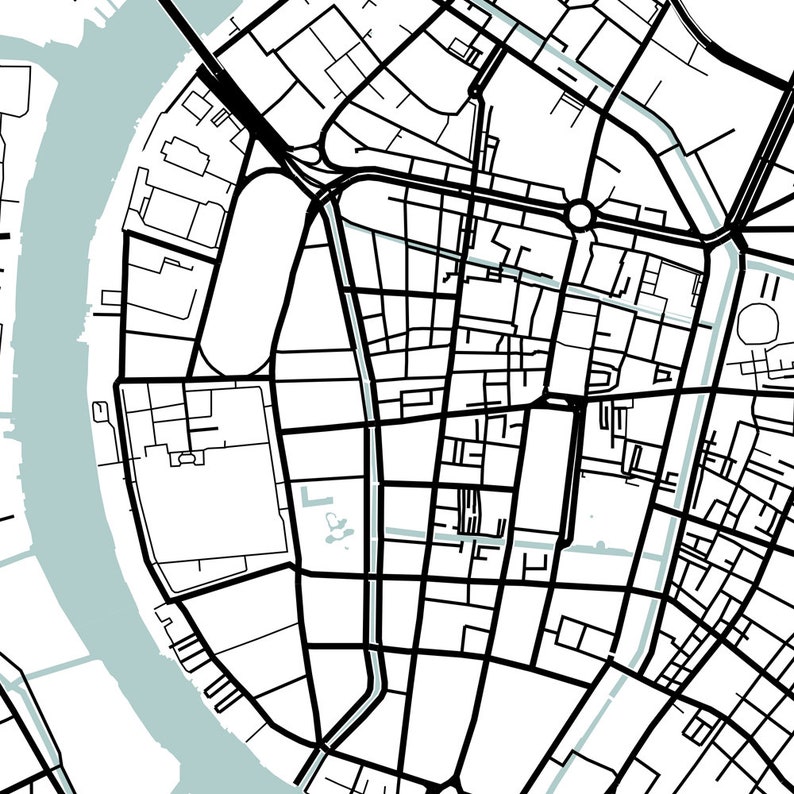 Bangkok City Map Print Street Map Art Bangkok Map Poster - Etsy UK
