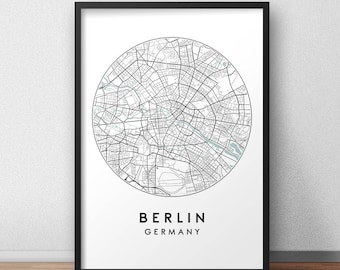 Berlin City Map Print, Street Map Art, Berlin Map Poster, Berlin Map Print, City Map Wall Art, Berlin Map, Travel Poster, Germany, Map Print