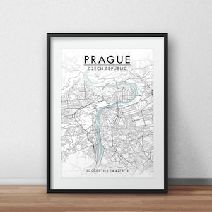 Prague City Map Art Print: Minimalist Travel Poster