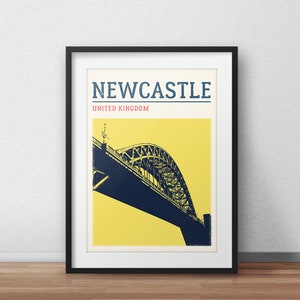 Impressão da cidade de Newcastle, pôster da ponte Tyne, pôster de viagem de Newcastle, impressão de viagem de Newcastle, arte de parede, arte de viagem, pôster de viagem, impressão de cidade