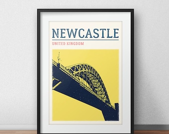 Newcastle City Print, Tyne Bridge Poster, Newcastle Travel Poster, Newcastle Travel Print, Wall Art, Travel Art, Travel Poster, City Print