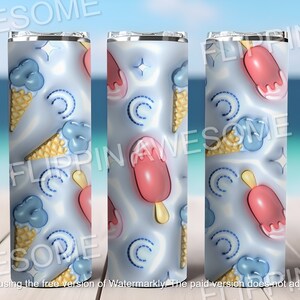 Inflated Ice cream and Popsicles 20 oz Skinny Tumbler Sublimation Design, Straight Tumbler Wrap, Instant Digital Download PNG