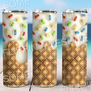 Inflated Vanilla Ice cream cone 20 oz Skinny Tumbler Sublimation Design, Straight Tumbler Wrap, Instant Digital Download PNG